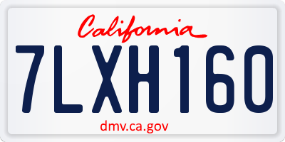 CA license plate 7LXH160