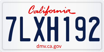 CA license plate 7LXH192