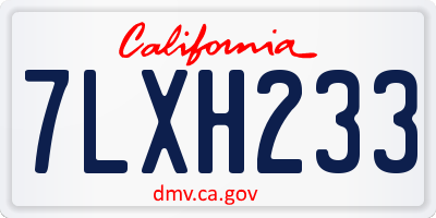 CA license plate 7LXH233