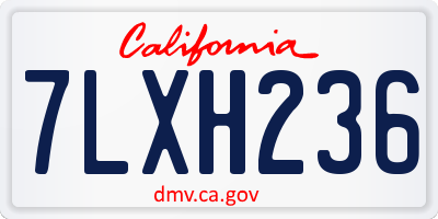 CA license plate 7LXH236