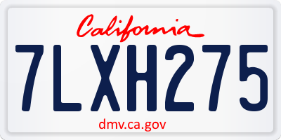 CA license plate 7LXH275