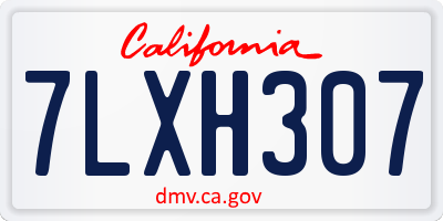 CA license plate 7LXH307