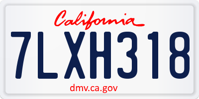 CA license plate 7LXH318