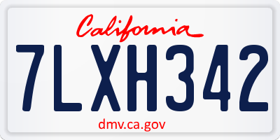 CA license plate 7LXH342