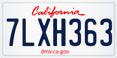 CA license plate 7LXH363
