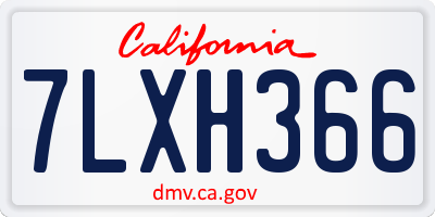 CA license plate 7LXH366