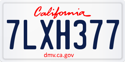 CA license plate 7LXH377
