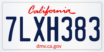 CA license plate 7LXH383