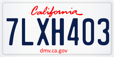 CA license plate 7LXH403