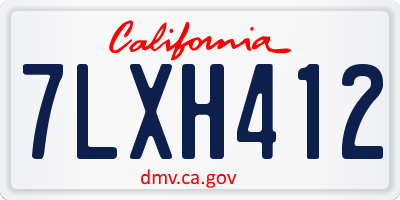 CA license plate 7LXH412