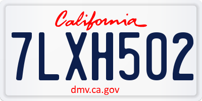 CA license plate 7LXH502
