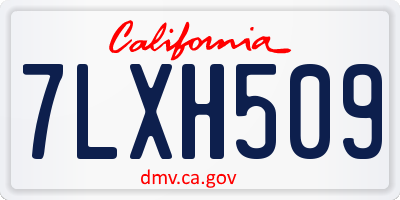 CA license plate 7LXH509