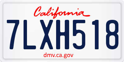 CA license plate 7LXH518