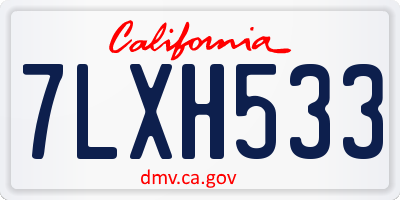 CA license plate 7LXH533