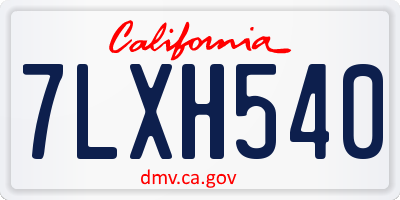 CA license plate 7LXH540