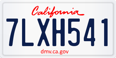 CA license plate 7LXH541