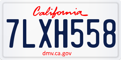 CA license plate 7LXH558