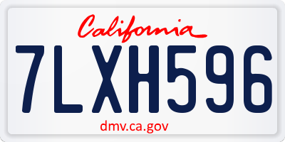 CA license plate 7LXH596