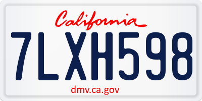 CA license plate 7LXH598