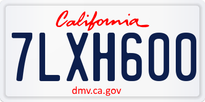 CA license plate 7LXH600