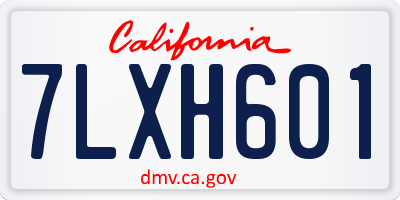 CA license plate 7LXH601