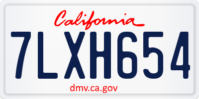 CA license plate 7LXH654