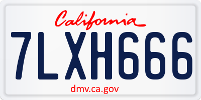 CA license plate 7LXH666