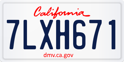 CA license plate 7LXH671