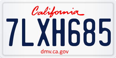 CA license plate 7LXH685
