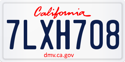 CA license plate 7LXH708