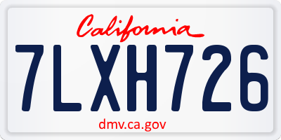 CA license plate 7LXH726