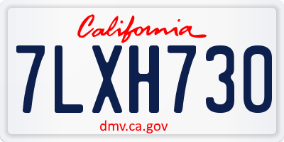 CA license plate 7LXH730