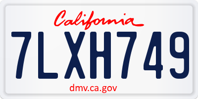 CA license plate 7LXH749