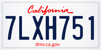 CA license plate 7LXH751