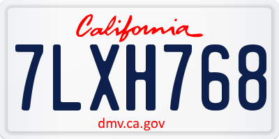 CA license plate 7LXH768