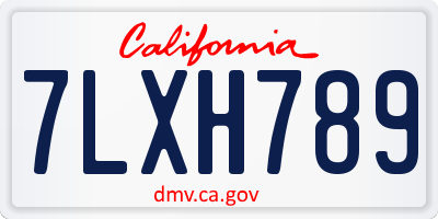 CA license plate 7LXH789