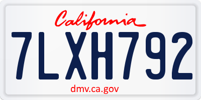 CA license plate 7LXH792