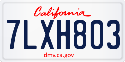 CA license plate 7LXH803