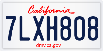CA license plate 7LXH808