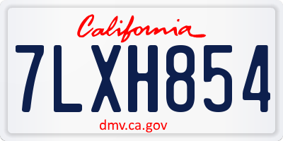 CA license plate 7LXH854