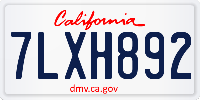 CA license plate 7LXH892
