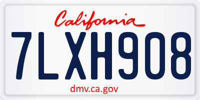 CA license plate 7LXH908