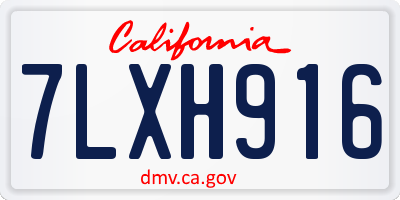 CA license plate 7LXH916
