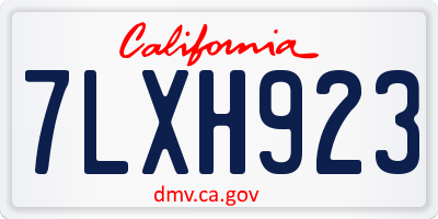 CA license plate 7LXH923