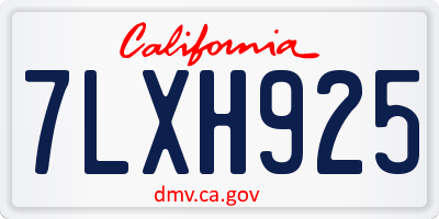 CA license plate 7LXH925