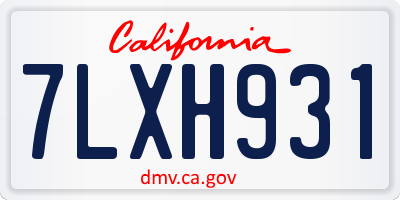 CA license plate 7LXH931
