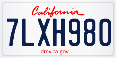 CA license plate 7LXH980