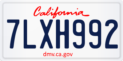 CA license plate 7LXH992