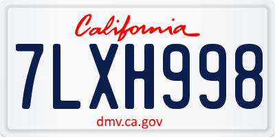 CA license plate 7LXH998