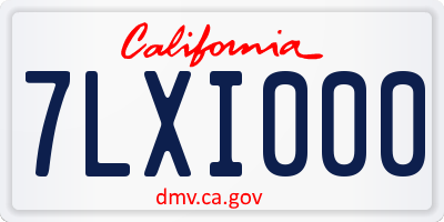 CA license plate 7LXI000